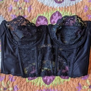 Black lace strapless bra corset 36B